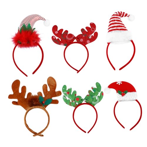 OATIPHO 6 Stück Teiliges Weihnachts Stirnband mit Rentiergeweih und Weihnachtsmützen Weiche Gepolsterte Kopfbedeckungen Rot Grün Gold und Kaffee Leichter Bequemer Kopfschmuck für OATIPHO 6 Stück Teiliges Weihnachts Stirnband mit Rentiergeweih und Weihnachtsmützen Weiche Gepolsterte Kopfbedeckungen Rot Grün Gold und Kaffee Leichter Bequemer Kopfschmuck für von OATIPHO