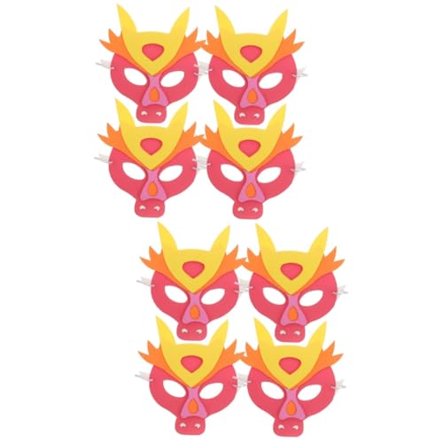 OATIPHO 8 Stk Kindermaske Zum Jahr Des Drachen Jahr Der Drachenmaske Chinesisches Maskerade-maske Mondneujahrsmaske Jahr Der Drachen-gesichtsmaske Leistungsrequisiten Rot Bilden Eva von OATIPHO