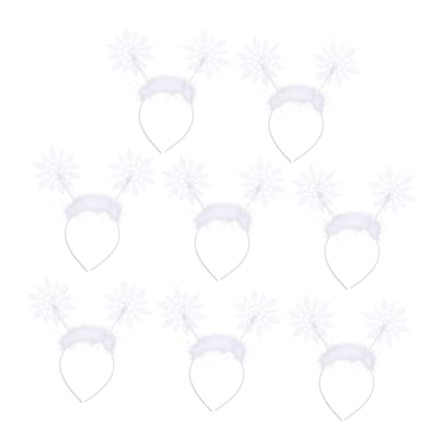 OATIPHO 8 Stück Teiliges Schneeflocken Haarreif Weiß Weihnachtskopfschmuck Party Haarbänder für Xmas Festliche Geburtstagsfeier Cosplay Zubehör für Familie von OATIPHO