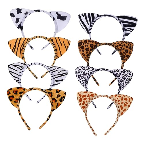 OATIPHO 8Stücke Teiliges Tierohren Haarreifen Leopard Tiger Zebra Mehr Kopfbedeckung Für Halloween Kostümparty Karneval Und Themenfeiern von OATIPHO