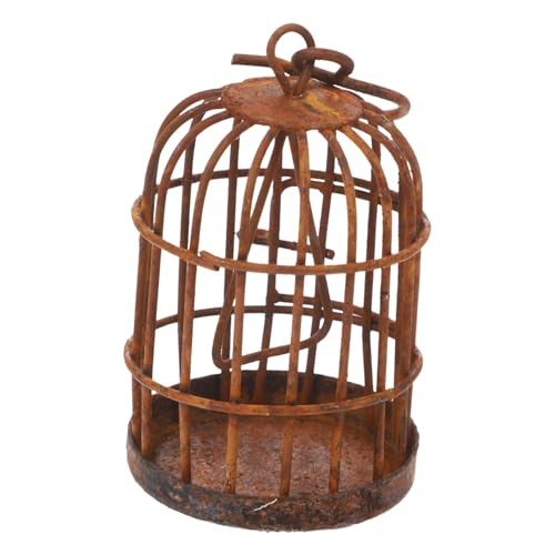 OATIPHO Baue einen rostigen Vogelkäfig Miniatur-Einmachgläser Kaninchen Ding Hotelpage Henne für kinderspielzeug Mini vogelkäfig Mini-Hausszenen-Requisite Eisen Brown von OATIPHO