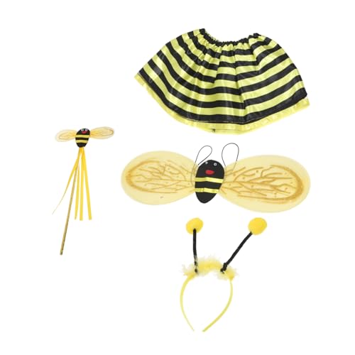 OATIPHO Bienenkostüm mit Kleid Flügeln und Zauberstab Atmungsaktiv Leicht Wiederverwendbar Robust für Bühnenauftritte Karneval Fasching Schulfeiern Mädchen und Jungen Geeignet von OATIPHO