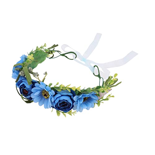 OATIPHO Blumenkranz Haarschmuck für Bräute Simulationsblumen Haarreifen Blau für Hochzeiten Partys und Fotoshootings Leicht und Bequem für Festliche Anlässe von OATIPHO