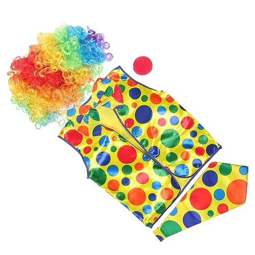 OATIPHO Clown Kostüm Set für Erwachsene Teiliges Cosplay Zubehör mit Perücke Nase Fliege und Weste für Halloween Karneval und Bühnenaufführungen OATIPHO Clown Kostüm Set für Erwachsene Teiliges Cosplay Zubehör mit Perücke Nase Fliege und Weste für Halloween Karneval und Bühnenaufführungen von OATIPHO
