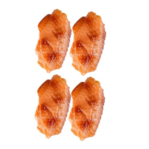 OATIPHO Deko 4 Stück Simulierte Hühnerflügel Brathähnchen-Display-Requisite Gebratener Hähnchenflügel Dekoratives Lebensechte Fast-Food-Requisite Fake-Food-Modell PVC Künstlich Fleisch von OATIPHO