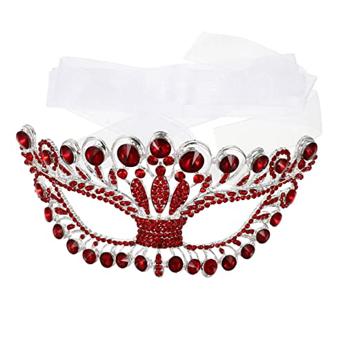 OATIPHO Diamant maske halloween masken halloweenmaske masken für halloween mundschutzmasken eye mask Cosplay-Maske Cosplay-Partymaske Halloween-Requisite halbe Legierung rot von OATIPHO