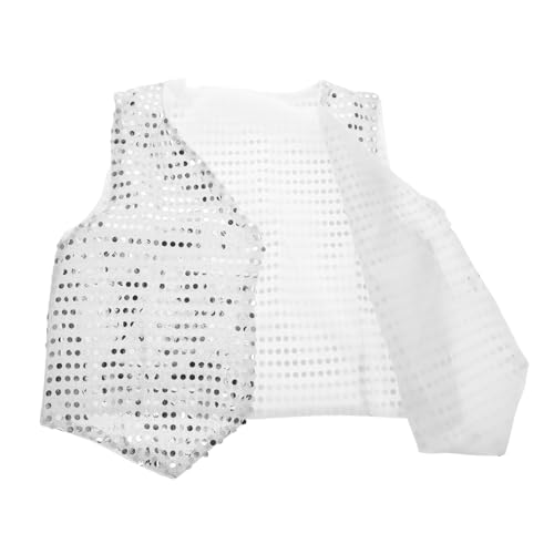 OATIPHO Disco-Kinderbekleidung Dekorationsbasis Hutbänder Westen für Mädchen volle Fingerringe Retro-Westen Disco-Paillettenkleidung Glitzer-Paillettenjacke Chemiefasermischung Silver von OATIPHO