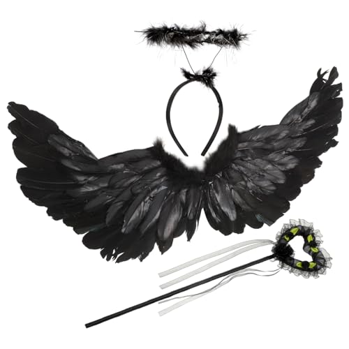 OATIPHO Engel Flügel Engelsflügel Set Für Mit Zauberstab Und Heiligenschein Schwarze Federflügel Kostü Accessoires Für Ädchen Ideal Für Karneval Halloween Und Cosplay Fee Flügel OATIPHO Engel Flügel Engelsflügel Set Für Mit Zauberstab Und Heiligenschein Schwarze Federflügel Kostü Accessoires Für Ädchen Ideal Für Karneval Halloween Und Cosplay Fee Flügel von OATIPHO