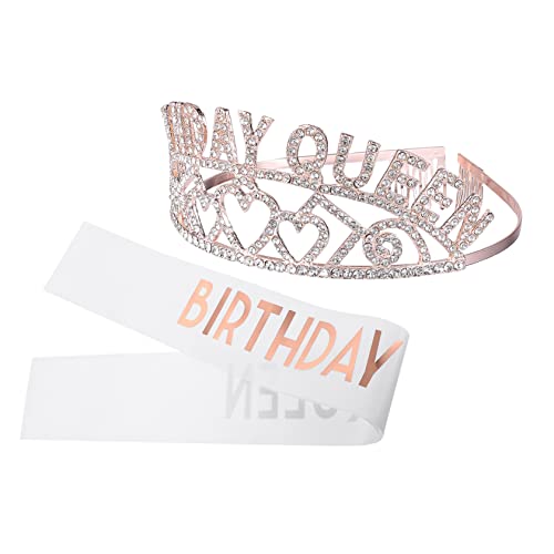 OATIPHO Geburtstagskrone mit Schärpe für Teiliges Roségold Tiara Glitzer Schärpe Dekoration für Geburtstagsfeiern und Foto Requisiten OATIPHO Geburtstagskrone mit Schärpe für Teiliges Roségold Tiara Glitzer Schärpe Dekoration für Geburtstagsfeiern und Foto Requisiten von OATIPHO