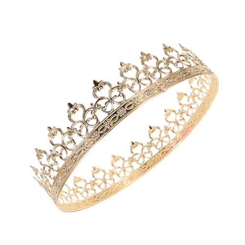 OATIPHO Goldene Herren Krone aus Robustem Leichte Mittelalterliche Tiara für Cosplay Königliches Europäisches Design Komfortabel und Stilvoll für Halloween Hochzeiten Themenpartys von OATIPHO