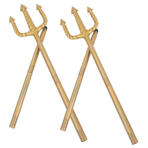 OATIPHO Goldener Trident mit Sicherer Abgerundeter Spitze Leichter Kunststoffstab Teiliges Stecksystem für Halloween Cosplay Kostümpartys und Bühnenauftritte von OATIPHO