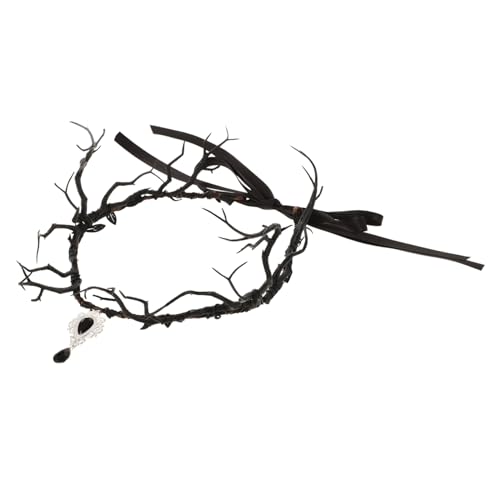 OATIPHO Gotischer Kopfschmuck Reif Krone für Zweig Halloween-Kopfschmuck Blume Feenkleid Herbst-Halloween-Kranz Hörner Cosplay Halloween-Herbstkranz Kranz aus Geweih Plastik Schwarz von OATIPHO