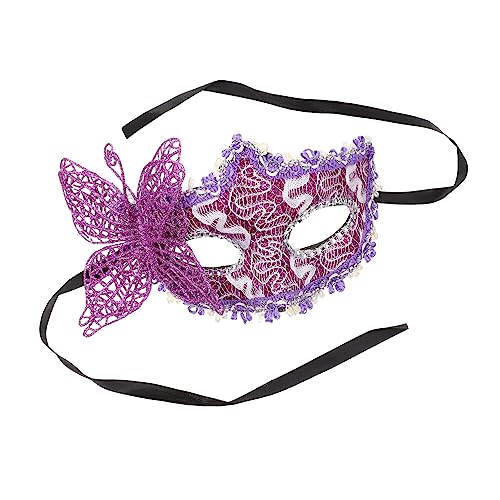 OATIPHO Halbgesichtsmaske Schmetterling Masken Maskerade für Frauen Maske reinigen maskiert Spitze Auge halloween mask halloweenmaske Maskerade-Spitzenmaske Party-Maske Kunststoff Violett von OATIPHO