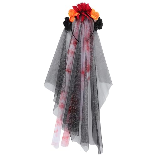 OATIPHO Halloween Blumen Stirnband mit Schleier für Cosplay und Partys Kreatives Accessoire für Frauen für Halloween Kostüme und Brautmode von OATIPHO