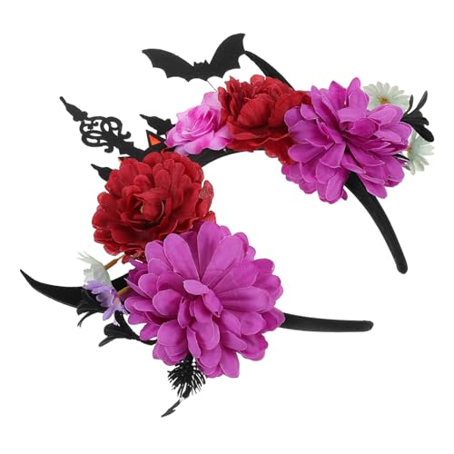OATIPHO Halloween Blumenstirnband Gruseliges Halloween Fledermaus Stirnband Dämonenhörner Haarband Kostümzubehör Für Cosplay Partydekorationen Rollenspielveranstaltungen von OATIPHO