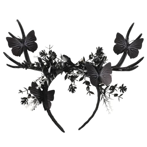 OATIPHO Halloween Geweih Haarreif Schwarzes Stirnband für Kostümpartys Gothic Design Leicht und Tragbar für Halloween Cosplay und Thematische Feiern von OATIPHO