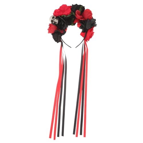 OATIPHO Halloween Haarreif Rosenblüten Party Kopfschmuck Tag Toten Cosplay Haarschmuck Damen Schwarz Rot für Karneval Maske Fest OATIPHO Halloween Haarreif Rosenblüten Party Kopfschmuck Tag Toten Cosplay Haarschmuck Damen Schwarz Rot für Karneval Maske Fest von OATIPHO