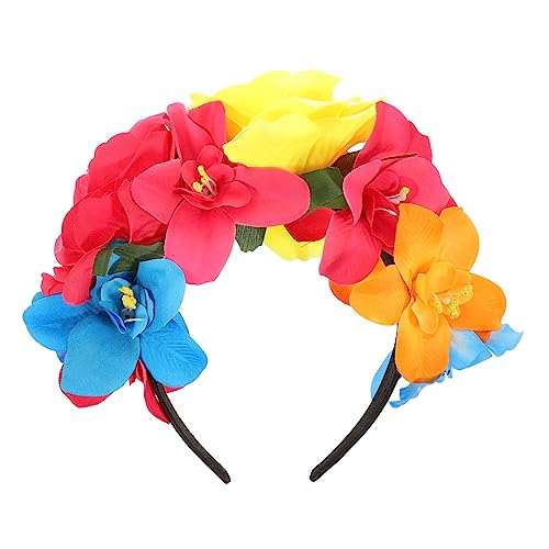 OATIPHO Halloween Haarreif mit Kunstblumen Eleganter Haarschmuck für Halloween Weihnachten Hochzeiten und Cosplay Rosa und Gelbe Rosen Blaue von OATIPHO