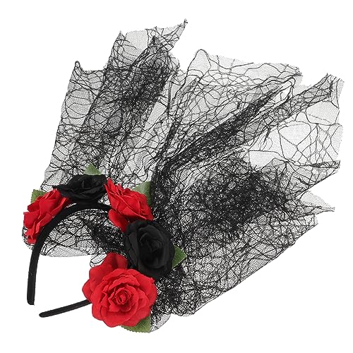 OATIPHO Halloween Haarreif mit Roten und Schwarzen Blumen Spooky Kopfschmuck für Erwachsene und Einzigartige Party Dekoration für Halloween Festlichkeiten Handgemacht und Langlebig von OATIPHO