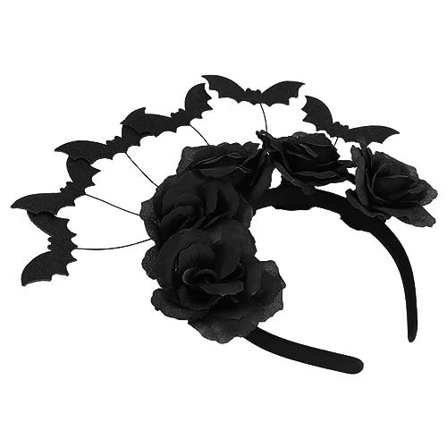 OATIPHO Halloween Haarreif mit Schwarzen Rosen Fledermaus Unisex Kostüm Accessoire Modisch und Stylisch für Party und Fotoshooting für Damen und Herren von OATIPHO