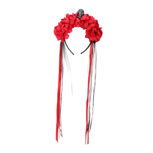 OATIPHO Halloween Haarschmuck Damen Rotes Kunstblumen Haarband Elegant Komfortabel Strapazierfähig Für Halloween Party Tanzveranstaltung von OATIPHO