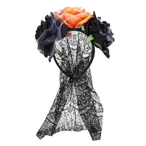 OATIPHO Halloween Haarschmuck Rosen Haarreif mit Spitze Blumenkrone für Party Festival Karneval Leichtes Komfortables Stoffdesign Schwarz und Orange OATIPHO Halloween Haarschmuck Rosen Haarreif mit Spitze Blumenkrone für Party Festival Karneval Leichtes Komfortables Stoffdesign Schwarz und Orange von OATIPHO