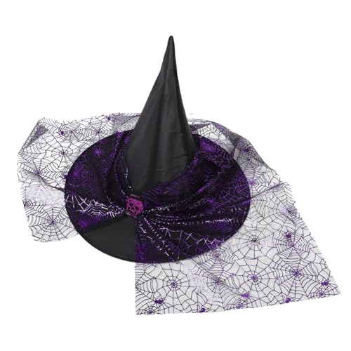 OATIPHO Halloween- Hexenhüte Bequemer Hexenhut Für Damen Mit Webschleier Dekorativer Hut Für Party Foto-requisite Hexen-cosplay-hut von OATIPHO