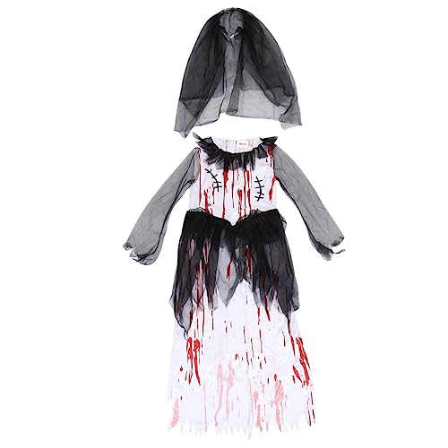 OATIPHO Halloween Kostüm Blutiges Brautkleid mit Schleier Haarband S für Cosplay Party und Karneval Gruseliges Mädchen Kostüm OATIPHO Halloween Kostüm Blutiges Brautkleid mit Schleier Haarband S für Cosplay Party und Karneval Gruseliges Mädchen Kostüm von OATIPHO