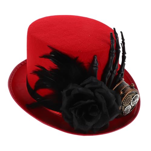 OATIPHO Halloween Steampunk Top Hat Unisex mit Hand und Rosen Gothic Retro Leichtes Atmungsaktives Party Kostüm für Männer Frauen Detailreiche Verarbeitung von OATIPHO