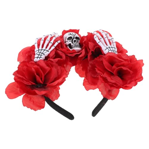 OATIPHO Halloween Stirnband Rotes Halloween Stirnband Mit Skelett – Leichtes Haarteil Für Horror Partys Und Feiern von OATIPHO