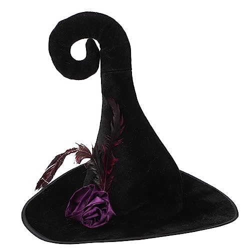 OATIPHO Hexen Hut Halloween-hexenhut Für Frauen Hexenhüte Halloween-hüte Für Frauen Halloween Cosplay -hut Hut, Mütze Spitz Böser Hexenhut Erwachsene Schwarz Goldener Samt Zufällige Farbe von OATIPHO