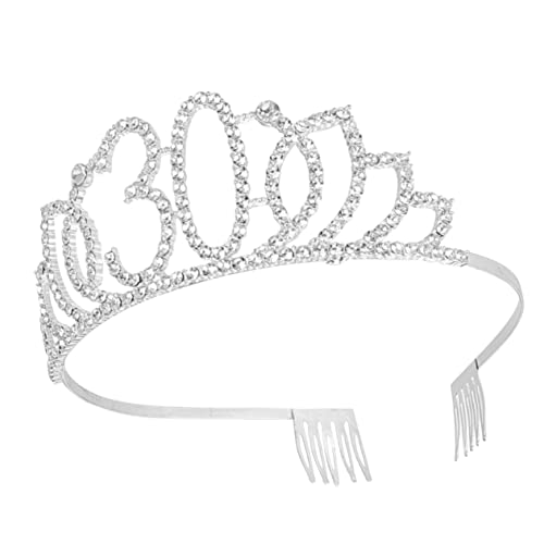 OATIPHO Kopfdekoration Krone für Geburtstagskuchen Haarschmuck Accessoire für Silber Jahre Party Dekoration von OATIPHO