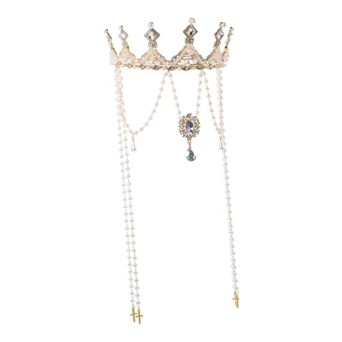 OATIPHO Lolita Krone mit Troddeln für Mädchen Glänzendes Tiara Haaraccessoire aus Legiertem Material für Geburtstagsfeiern Tanzpartys und Cosplay Dekoration von OATIPHO