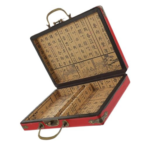 OATIPHO Retro Lederbox Mahjong Box Nr. 24 Schlafsaal Reise Mahjong Aufbewahrungskoffer Mahjong-Geschenke Mahjong-Box aus Holz Aufbewahrungsbehälter für den Haushalt Mahjong-Halter aus Holz von OATIPHO