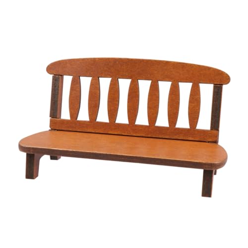 OATIPHO Mini-Sofa aus Holz Gartenbank Retro-Möbel Mini-Spielzeug Spielzeuge Zubehör Modelle Stuhlmodell Holzstuhl Mini-Sofa-Modell hölzern Ornamente Rückenlehne Bambus von OATIPHO