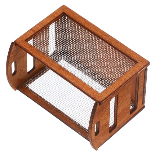 OATIPHO Puppenhaus Kisten Miniatur Holzrahmen Eisen Mesh Korb Mini Spielzeug Zubehör von OATIPHO