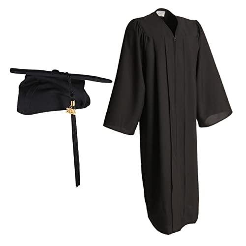 OATIPHO Schwarzer Abschluss Talar und Doktorhut Set für Graduierungsfeiern Cosplay Kostüm Bachelor Robe für Schulversammlungen und Fotografie von OATIPHO