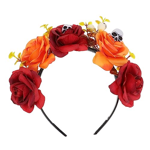 OATIPHO Skull Hairband für Halloween Party Damen Fantastisches Cosplay Haar Accessoire für Kostüme und Veranstaltungen Einfach zu Tragen Orange von OATIPHO