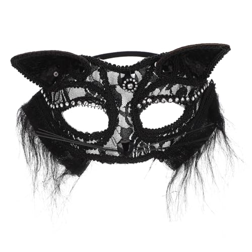 OATIPHO Spitze Katze Gesichtsmaske Erwachsenenmaske Masken verkleiden Abschlussball Maske Halloween-Requisite halloween masken halloweenmaske Maskerade Masken Gesichtsdekore Plastik Black von OATIPHO