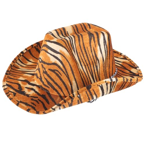 OATIPHO Tiger-cowboy-hut Partyhüte Für Kinder Weibliche Cowboyhüte Cowboyhut Mit Animal-print Sommerlicher Cowboyhut Cowgirl-hüte Kleider Männer Und Frauen Eva Abschlussball Geburtstagshut von OATIPHO