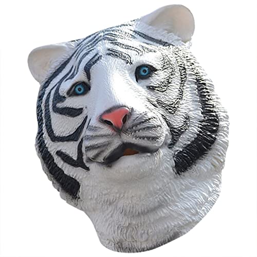 OATIPHO Tiger-Kopfbedeckung Tierkopfmasken Maskerade Tiermasken Hui-Hüte Halloween-Maske Tiara Tigermaske für Leistung einzigartige Tigerkopfbedeckung Abschlussball bilden Weiß von OATIPHO