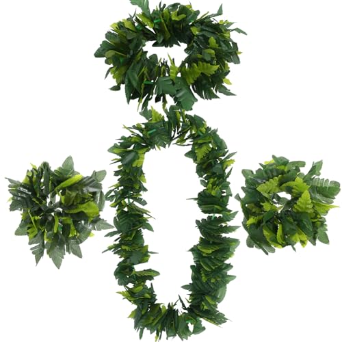 OATIPHO Tropische Hawaii-Blätter Stirnband Armbänder Halsketten-Set Cosplay-Kostüm Für Sommer Strand Pool Hochzeit Geburtstag Luau-Party-Dekorationen von OATIPHO