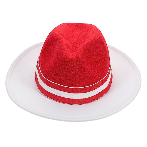 OATIPHO Weihnachtlicher Jazz Hut Krempe Roter und Weißer Fedora für Damen und Herren Vintage Party Kopfzubehör Hutgröße von OATIPHO