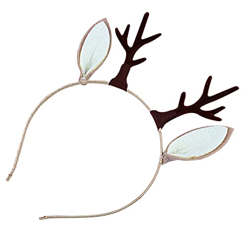 OATIPHO Weihnachtliches Rentiergeweih Haarreif mit Blumen Kopfschmuck für Kostüm Karneval Party Weihnachtsfeier und Cosplay von OATIPHO