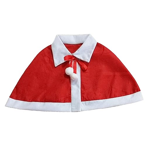 OATIPHO Weihnachtscape Plüsch Umhang mit Niedlichem Bindeband Klassisches Design mit Weißen Bommel Unisex für Jungen und Mädchen Geeignet für Kostüm Party und Alltag Sicher und Langlebig von OATIPHO