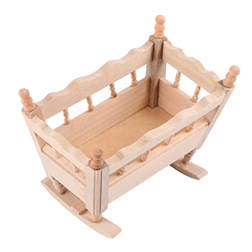 OATIPHO Wiegenbett Modell Holzmöbel Spielzeug Kidcraft-spielset Holzwiege Modell Simulationsmöbel Modell Der Heimwiege Wiegenmodell Möbelmodell Aus Holz Mini Anhänger Birke Kind von OATIPHO