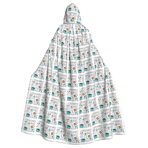 Delicious Coffee Print Halloween Hooded Cloak Full Length Adults Kids Unisex Medieval Cosplay Costume von OAZCVBNN