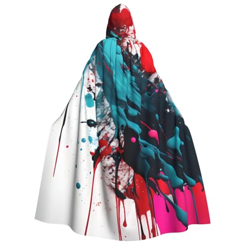 OAZCVBNN Abstrakter Farbspritzer-Druck, Kapuzenumhang, Unisex, Erwachsene, für Halloween, Weihnachten, Karneval, Mottopartys, Kostüm von OAZCVBNN