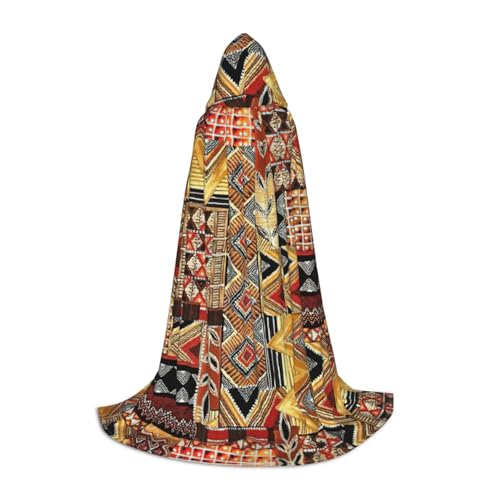 OAZCVBNN Afrikanische Patchwork-Stoff Print Zauberer Bademantel Halloween und Karnevalsfeier Kapuzenmantel für Männer Frauen Teenager Kinder, sc schwarz, M von OAZCVBNN