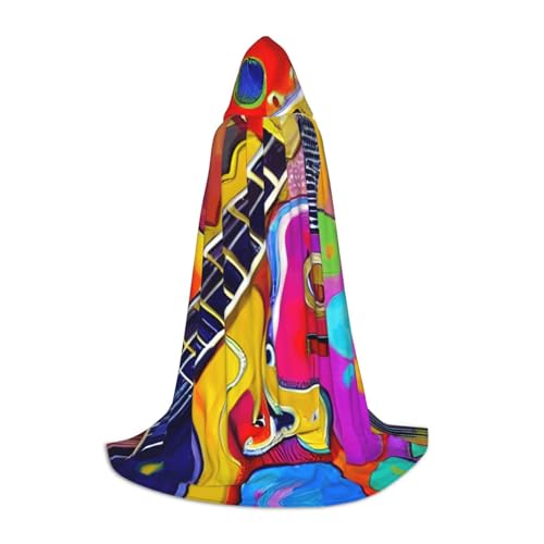 OAZCVBNN Akustikfarbe und Gitarre Print Zauberer Bademantel Halloween und Karneval Party Mantel mit Kapuze für Männer Frauen Teenager Kinder, Schwarz, S OAZCVBNN Akustikfarbe und Gitarre Print Zauberer Bademantel Halloween und Karneval Party Mantel mit Kapuze für Männer Frauen Teenager Kinder, Schwarz, S von OAZCVBNN